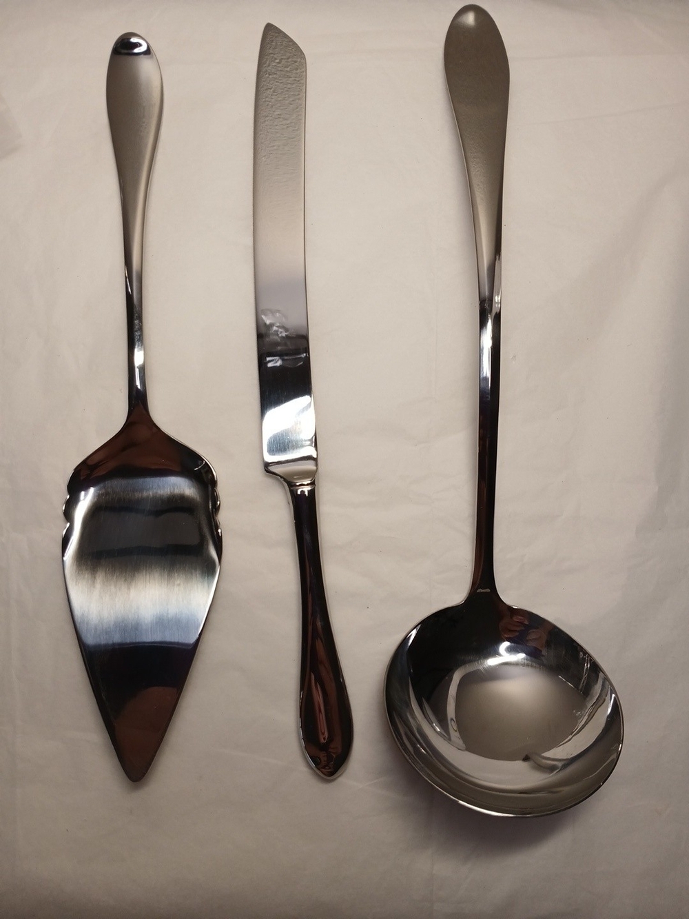 Gorham Silver-Tone Cake Server, Knife & Ladle Set